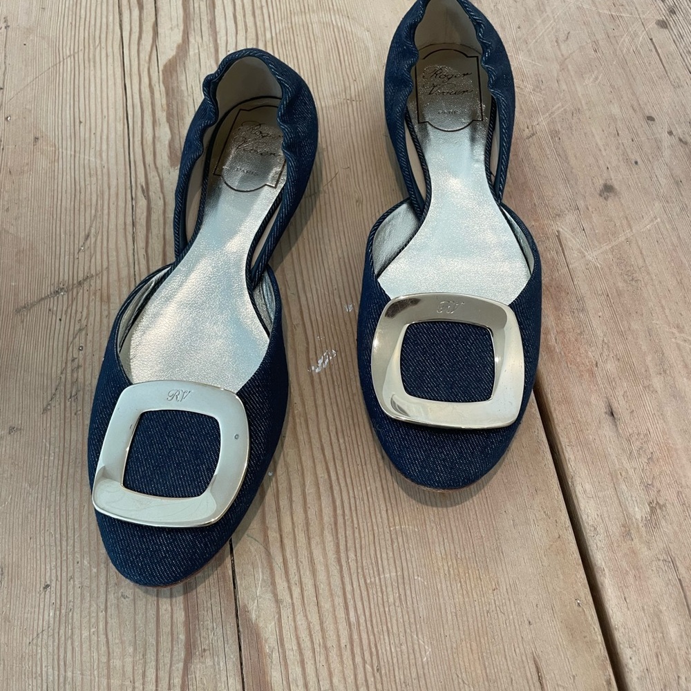 Roger Vivier Navy Denim D’orsay flat NWOB